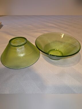 Limelight Green Ribbed Federal Glass Snack Bowls - Set of 2